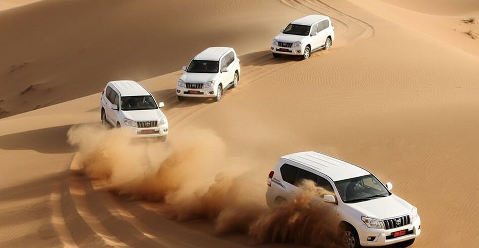 L'emozione del dune bashing nel deserto di Wahiba, un'avventura overland esclusiva in Oman firmata Black Dove Holidays.