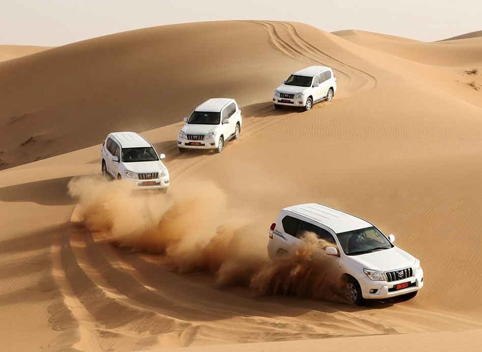 L'emozione del dune bashing nel deserto di Wahiba, un'avventura overland esclusiva in Oman firmata Black Dove Holidays.