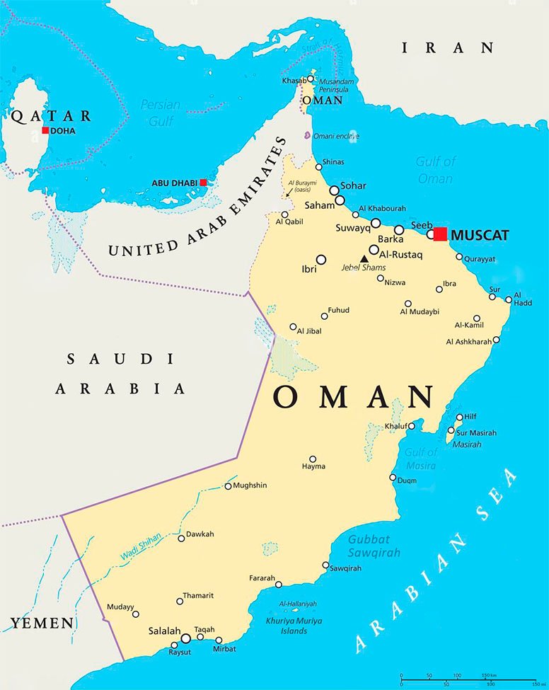 Mappa politica dell'Oman